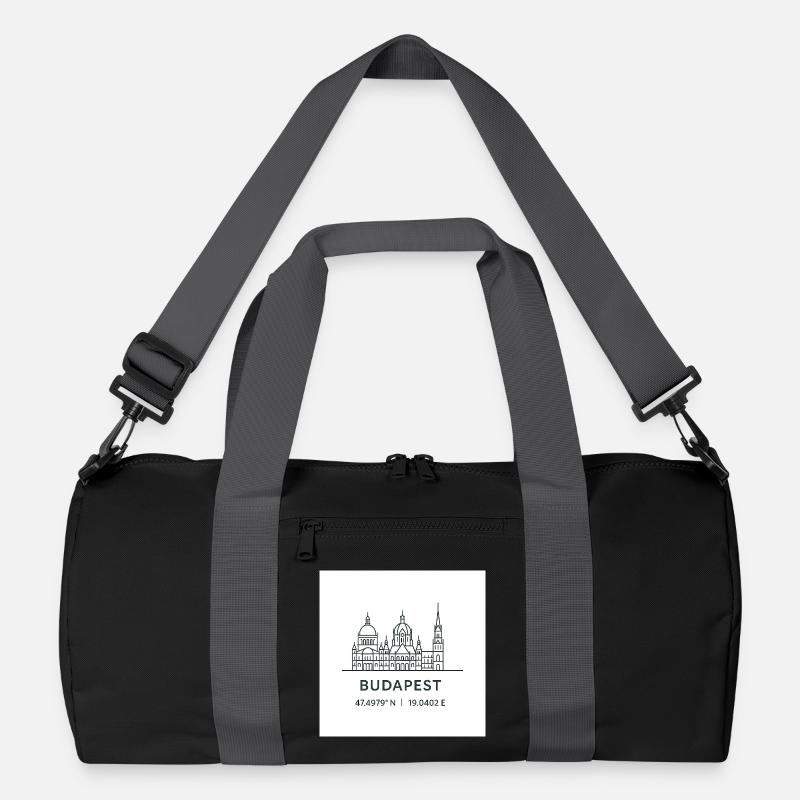 Budapest, Line Art, Silhouette, Point de repère - Sac de sport recyclé - noir/gris graphite