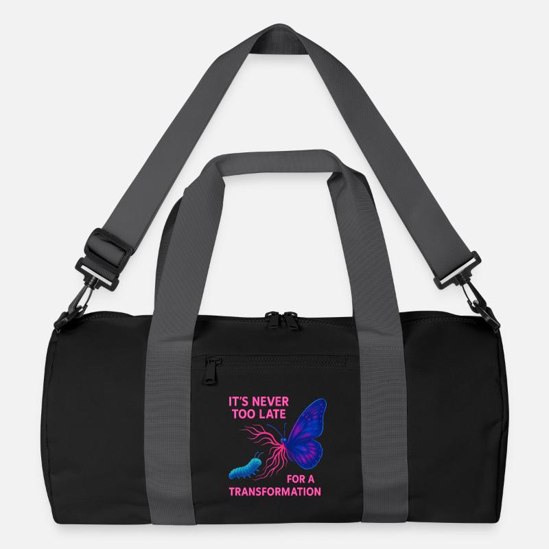 Neon Butterfly – It’s Never Too Late - Recycelte Duffel Bag - Schwarz/Graphitgrau