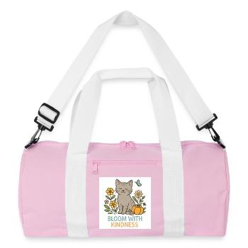 Katzenfreundliche Blütenpracht - Recycelte Duffel Bag - Rosa/Weiß - Vorne