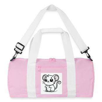 Kawaii Mouse Black White - Recycled Duffel Bag - pink/white - Front