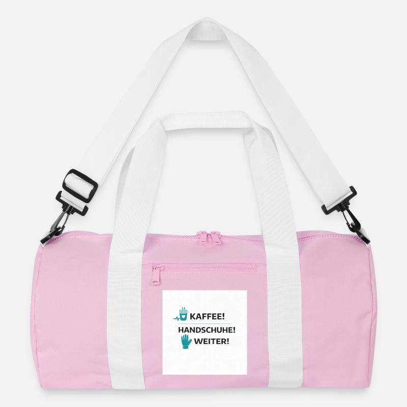 Care humor – coffee! Gloves! Continue! Recycled Duffel Bag