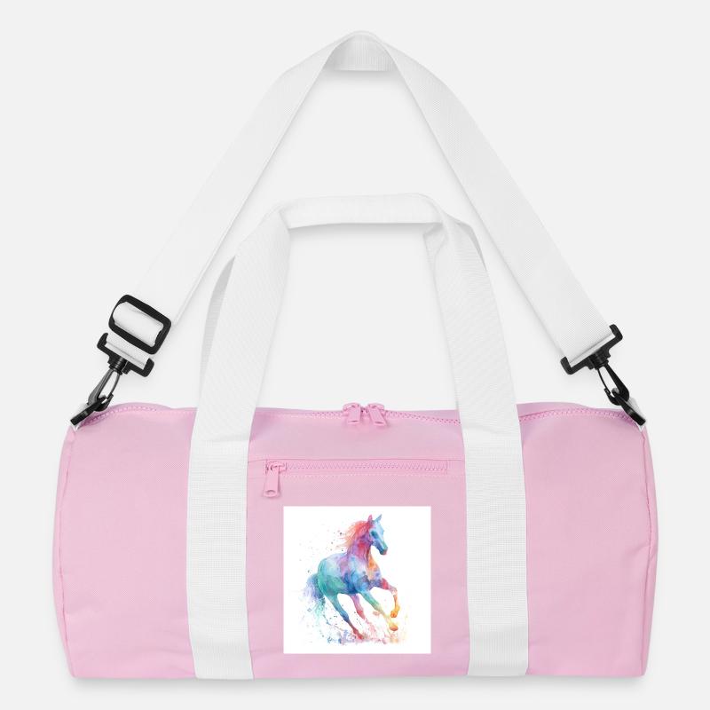 Regenbogen-Aquarellpferd Recycelte Duffel Bag