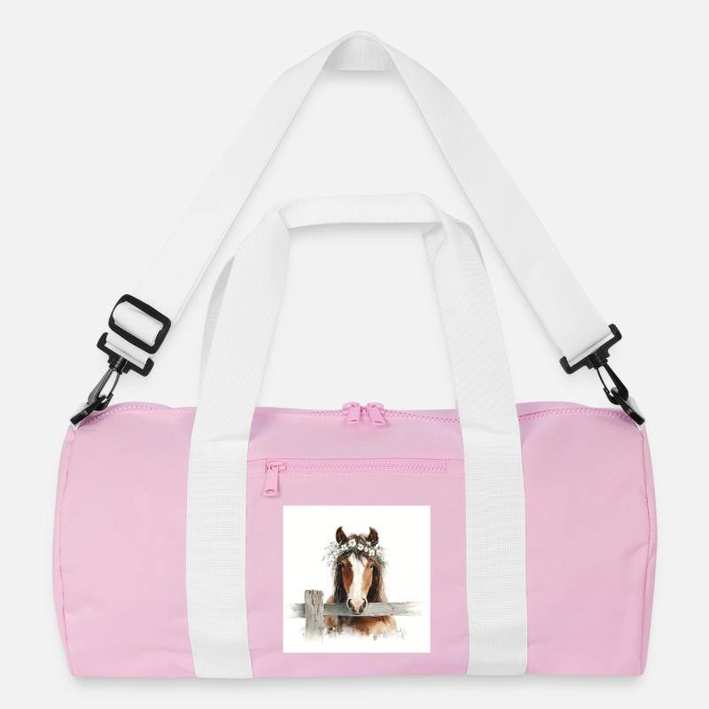 Aquarellpferd mit Blumenkrone Recycelte Duffel Bag