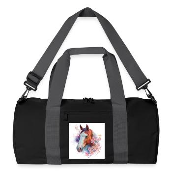 Watercolor Horse Bloom - Recycled Duffel Bag - black/graphite grey - Front
