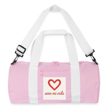 Love Heart Love My Life - Recycled Duffel Bag - pink/white - Front