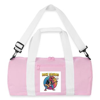 Rock Saurus Guitar Hero - Recycled Duffel Bag - pink/white - Front