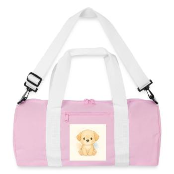 Kindermotiv_Welpen - Recycelte Duffel Bag - Rosa/Weiß - Vorne
