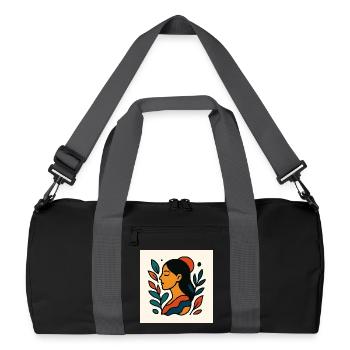Farbenfrohes Porträt mit Laub - Recycelte Duffel Bag - Schwarz/Graphitgrau - Vorne