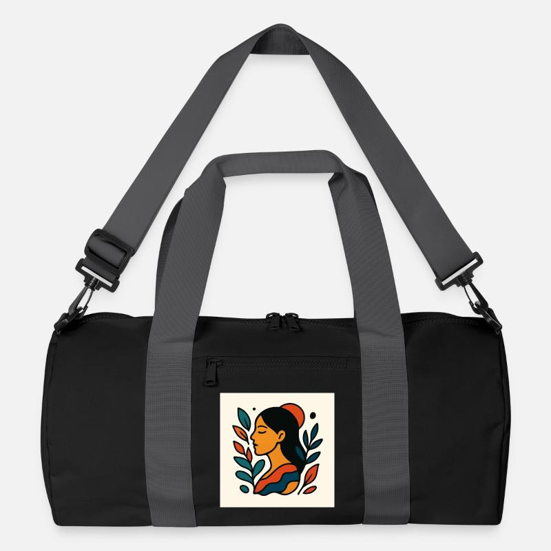 Farbenfrohes Porträt mit Laub - Recycelte Duffel Bag - Schwarz/Graphitgrau