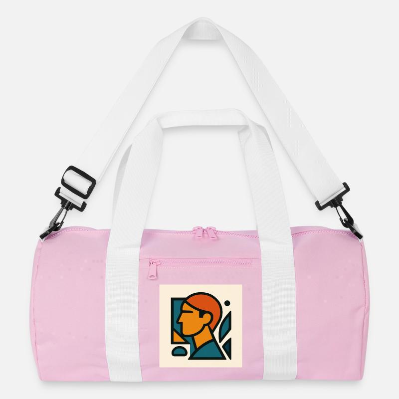 Blue Orange Geometric Portrait Recycled Duffel Bag