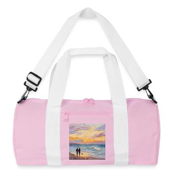 Sunset over the sea - Recycled Duffel Bag - pink/white - Front