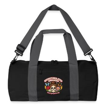 Overstimulated Unhinged Skull Patch Geschenk - Recycelte Duffel Bag - Schwarz/Graphitgrau - Vorne