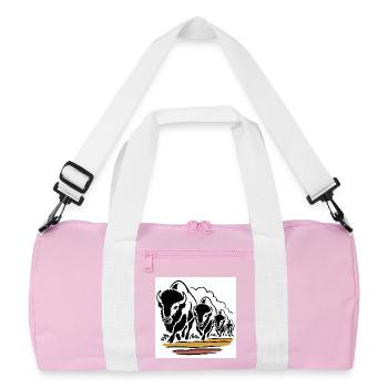 Büffelhorde in Bewegung - Recycelte Duffel Bag - Rosa/Weiß - Vorne