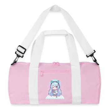 Kawaii gamer with cat ears - Recycled Duffel Bag - pink/white - Front