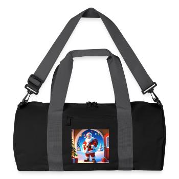 Cartoon Merry Christmas Saint Nicholas Gift - Recycled Duffel Bag - black/graphite grey - Front