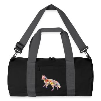 Fuchs Aquarell Silhouette Blumen - Recycelte Duffel Bag - Schwarz/Graphitgrau - Vorne