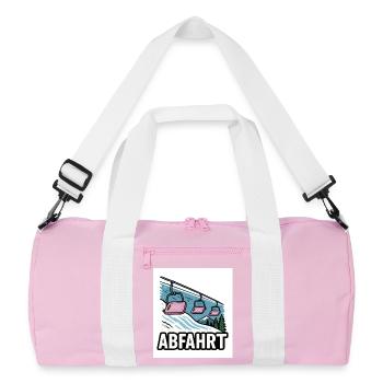 Ski lift and mountain motif with adventure charm - Recycled Duffel Bag - pink/white - Front