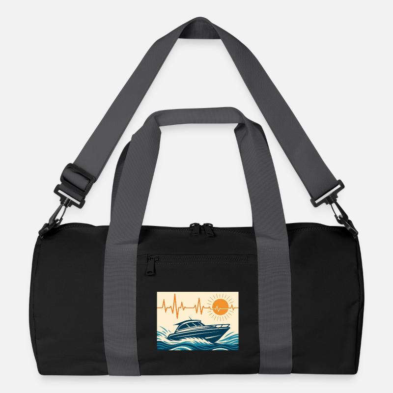 Maritime Sonnenuntergang mit Motorboot Recycelte Duffel Bag
