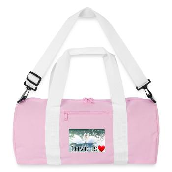 Liebe ist Schwanenherz - Recycelte Duffel Bag - Rosa/Weiß - Vorne
