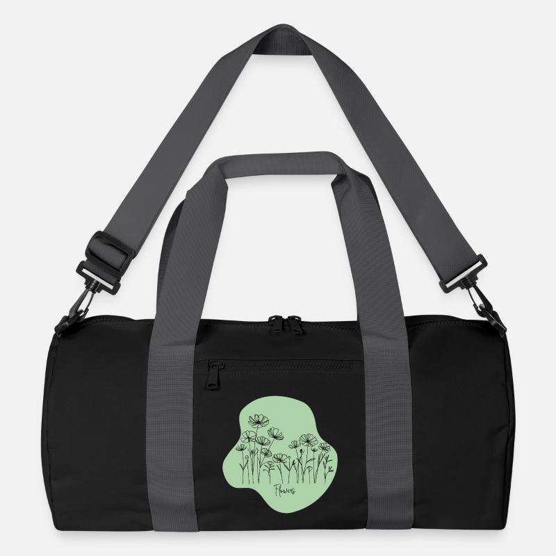Minimalistische Blumenillustration - Recycelte Duffel Bag - Schwarz/Graphitgrau