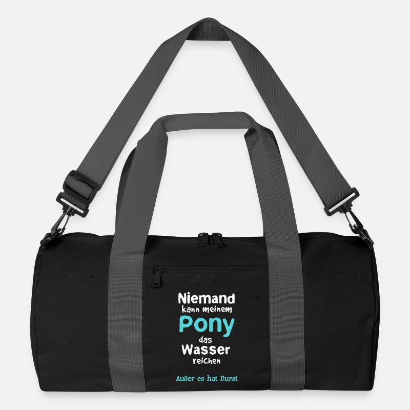 Pony Pferd lustig Pferdesprüche Pferdespaß - Recycelte Duffel Bag - Schwarz/Graphitgrau