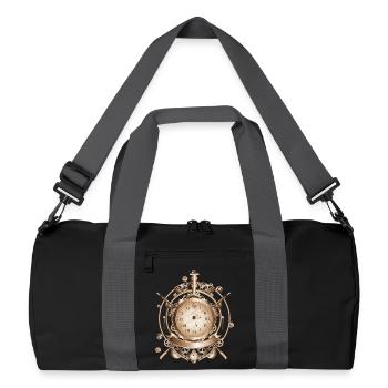 Steampunk watch in antique look with gears - Recycled Duffel Bag - black/graphite grey - Front
