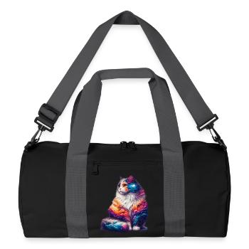 Katze - Recycelte Duffel Bag - Schwarz/Graphitgrau - Vorne