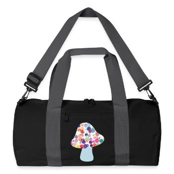 Pilz Glücksbringer Herbst Punkte bunt Kinder Dots - Recycelte Duffel Bag - Schwarz/Graphitgrau - Vorne