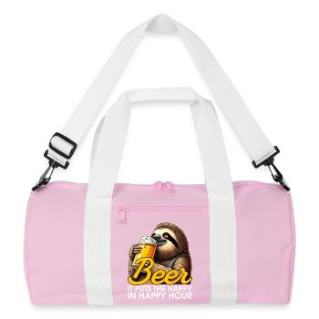 Happy Hour Bier Faultier Geschenk - Recycelte Duffel Bag - Rosa/Weiß - Vorne