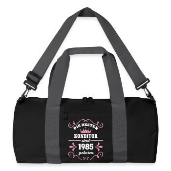 Confectioner Birthday 1985 Vintage Confectionery Born - Recycled Duffel Bag - black/graphite grey - Front
