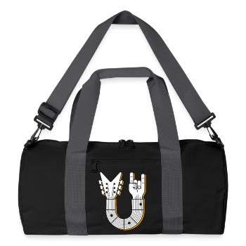 Rock Hand Gitarrenemblem - Recycelte Duffel Bag - Schwarz/Graphitgrau - Vorne