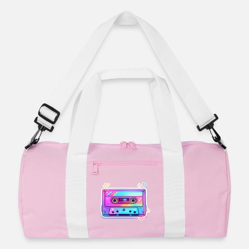 Neon Regenbogen Kassette Sticker Recycelte Duffel Bag