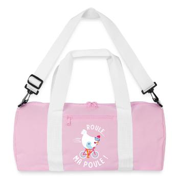 bike bike bike ride my hen - Recycled Duffel Bag - pink/white - Front