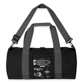Zeppelin-Bauplan-Skizze - Recycelte Duffel Bag - Schwarz/Graphitgrau - Vorne