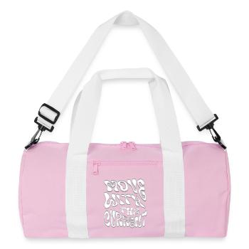 Mit dem Strom bewegen - Recycelte Duffel Bag - Rosa/Weiß - Vorne