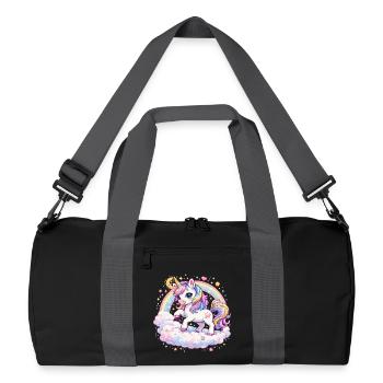 Pastel Unicorn on Cloud Arch - Recycled Duffel Bag - black/graphite grey - Front