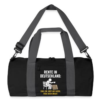 Rente in Deutschland – Hoffen auf Glück - Recycelte Duffel Bag - Schwarz/Graphitgrau - Vorne