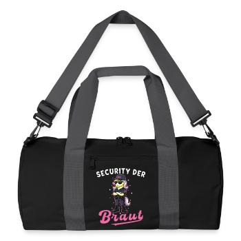Security der Braut Einhorn JGA Junggesellenabschie - Recycelte Duffel Bag - Schwarz/Graphitgrau - Vorne