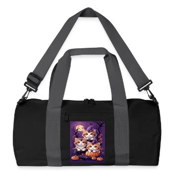 Trio von Kätzchen im Halloween-Stil - Recycelte Duffel Bag - Schwarz/Graphitgrau - Vorne