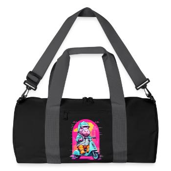 Hippopotamus on Scooter - Recycled Duffel Bag - black/graphite grey - Front