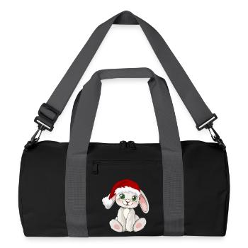Süßer Hase mit Santa Mütze Weihnachtsmütze - Recycelte Duffel Bag - Schwarz/Graphitgrau - Vorne