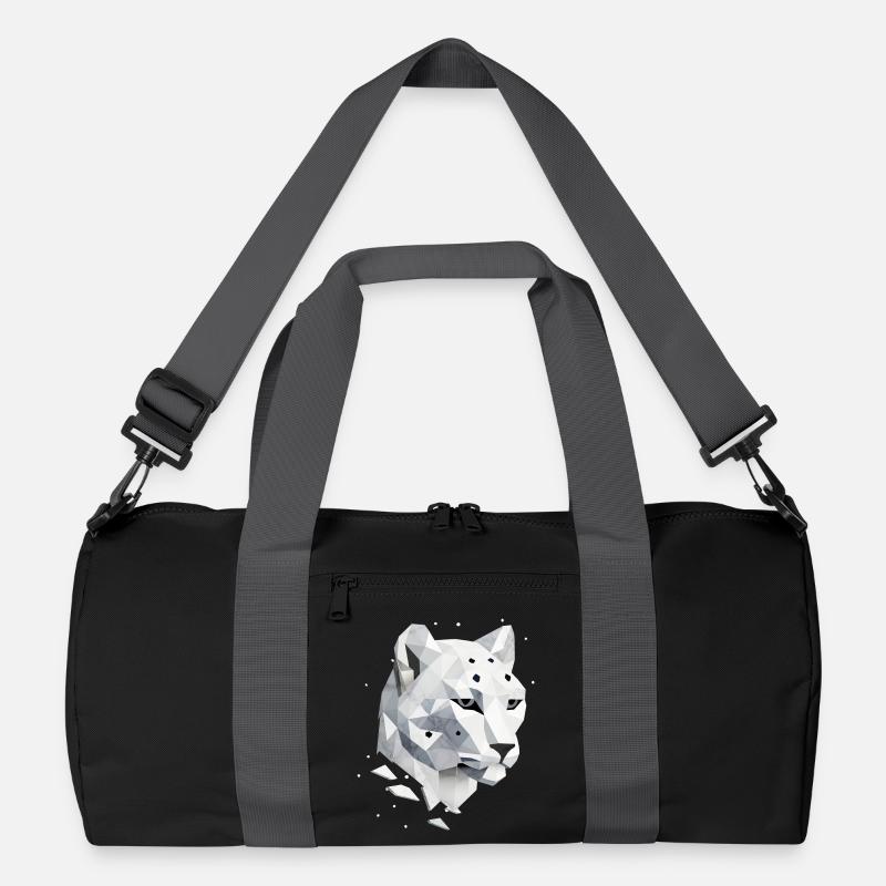 Geometrischer Schneeleopard – Eleganz der Wildnis - Recycelte Duffel Bag - Schwarz/Graphitgrau