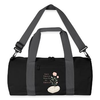 Motif floral inspirant - Espoir et force - Sac de sport recyclé - noir/gris graphite - Devant