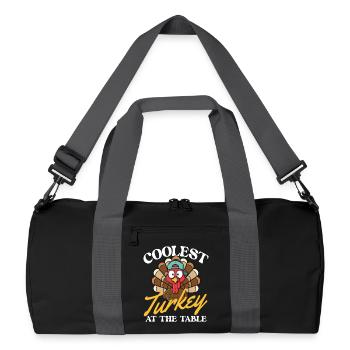 Coolster Truthahn Am Tisch Lustiger Herbst - Recycelte Duffel Bag - Schwarz/Graphitgrau - Vorne
