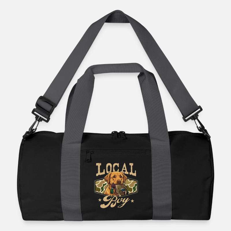 Local Boy Labrador Duck Hunting Marsh Scene Recycled Duffel Bag