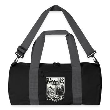 Happiness Is Being Outdoors Nature Hiking Humor - Recycled Duffel Bag - black/graphite grey - Front