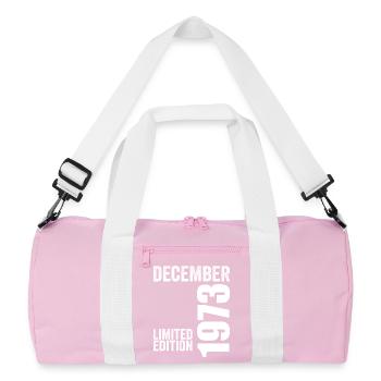 Retro Geburtstagsgeschenk - Dezember 1973 - Recycelte Duffel Bag - Rosa/Weiß - Vorne