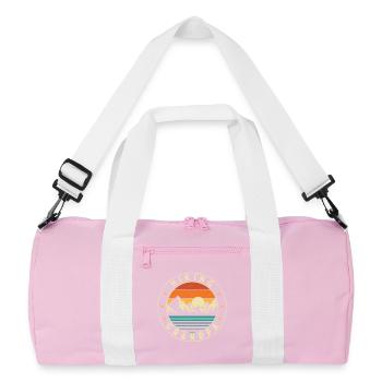 Hiking Grandpa Funny Trekker Mountain Trail  - Recycled Duffel Bag - pink/white - Front