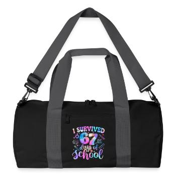Überlebte 67 Tage Schule Meme Trend Schüler - Recycelte Duffel Bag - Schwarz/Graphitgrau - Vorne