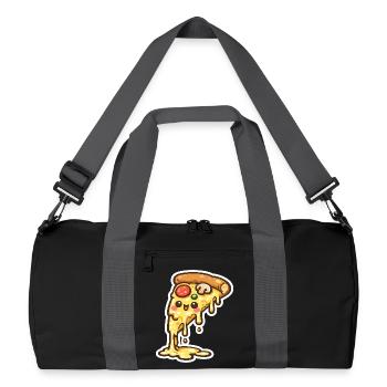 Kawaii Käse-Pizza Slice - Recycelte Duffel Bag - Schwarz/Graphitgrau - Vorne